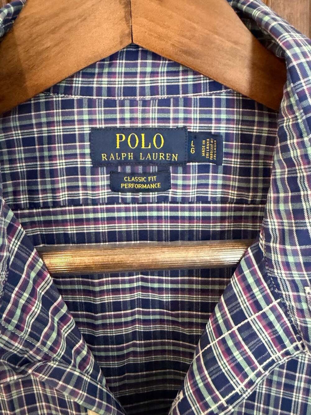 Polo Ralph Lauren Classic Fit Performance Plaid Button Down Shirt Size Large